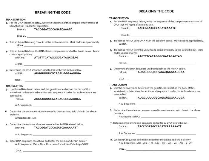 Cracking your genetic code worksheet