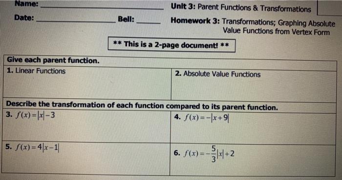 Unit 9 transformations homework 2 answer key